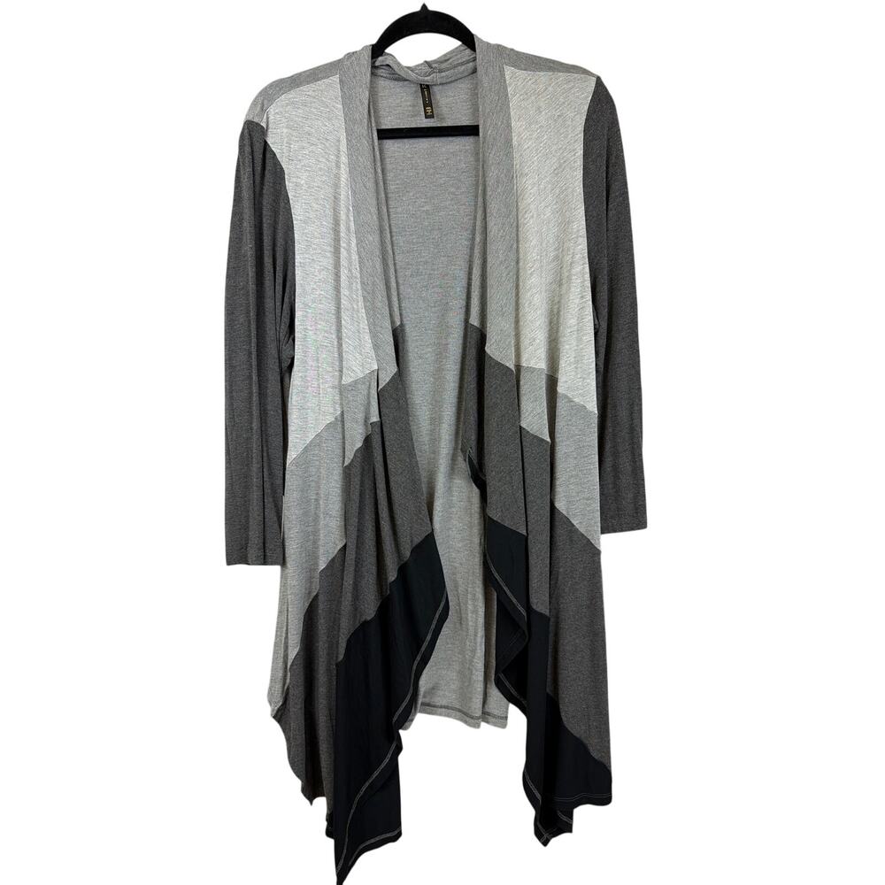 I.C Collection By Connie K Grey Black Open Front Cardigan Sweater - Size XXL